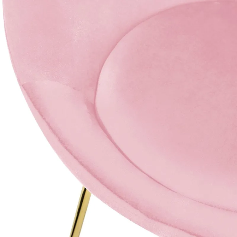 Esszimmerstuhl mit runder Rückenlehne Rosa aus Samt mit goldenen Metallbeinen ML-Design-ECD Germany Outlet
