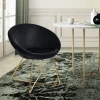 Esszimmerstuhl mit runder Rückenlehne Schwarz aus Samt mit goldenen Metallbeinen ML-Design-ECD Germany