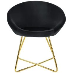Esszimmerstuhl mit runder Rückenlehne Schwarz aus Samt mit goldenen Metallbeinen ML-Design-ECD Germany