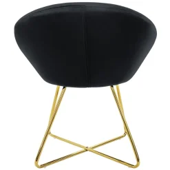 Esszimmerstuhl mit runder Rückenlehne Schwarz aus Samt mit goldenen Metallbeinen ML-Design-ECD Germany