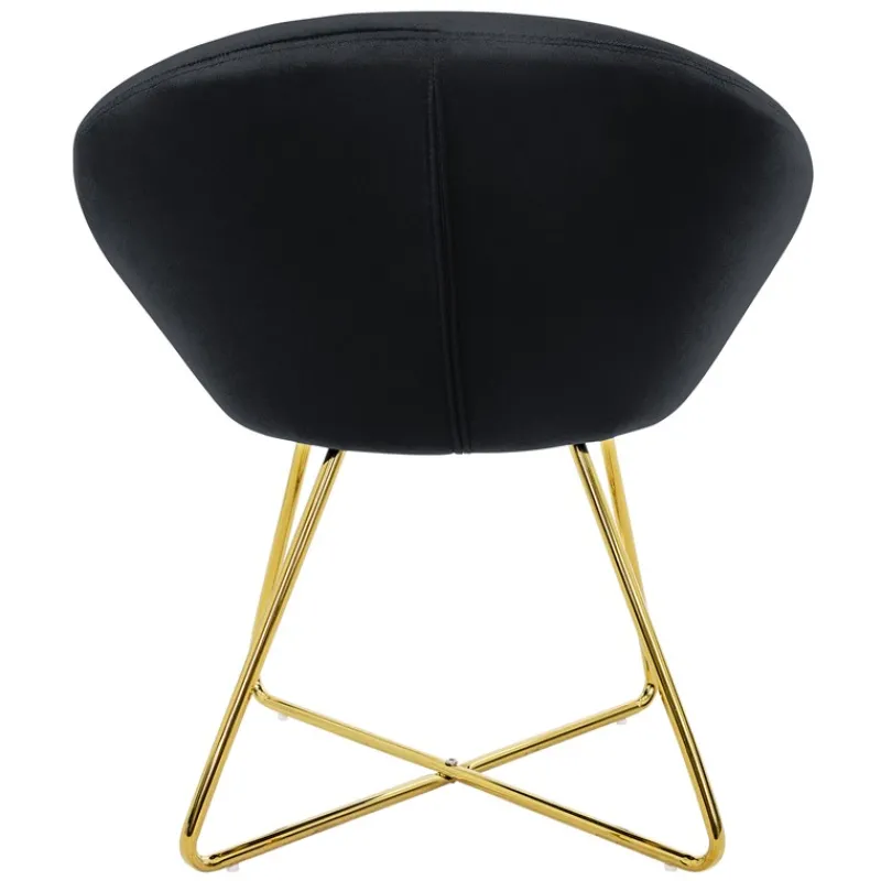 Esszimmerstuhl mit runder Rückenlehne Schwarz aus Samt mit goldenen Metallbeinen ML-Design-ECD Germany