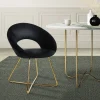 Esszimmerstuhl mit runder offener Rückenlehne Schwarz aus Samt mit goldenen Metallbeinen ML-Design-ECD Germany Online