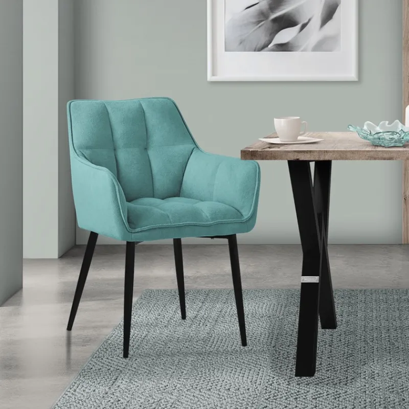 Esszimmerstuhl Petrol aus Frotteestoff mit dickem gepolsterter Sitz ML-Design-ECD Germany Best