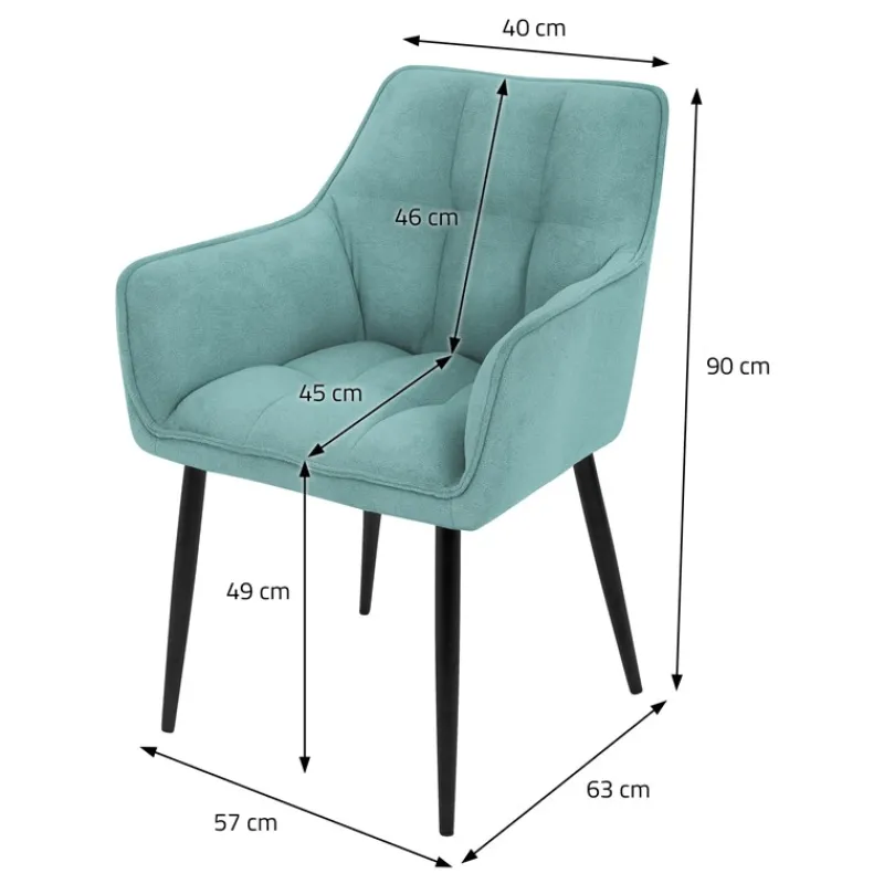 Esszimmerstuhl Petrol aus Frotteestoff mit dickem gepolsterter Sitz ML-Design-ECD Germany Best