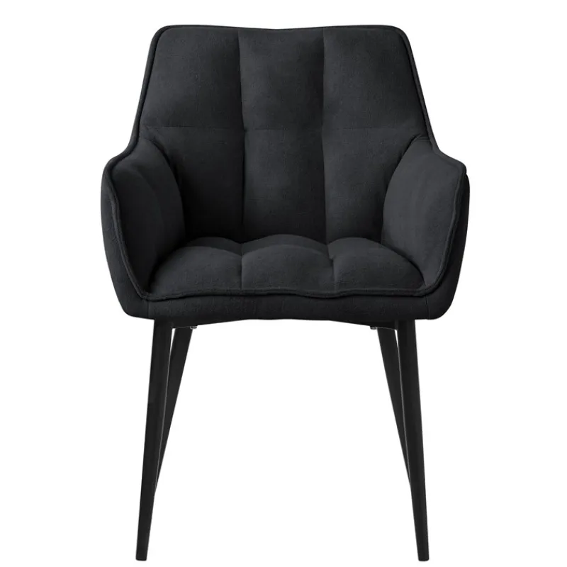 Esszimmerstuhl Schwarz aus Frotteestoff mit dickem gepolsterter Sitz ML-Design-ECD Germany