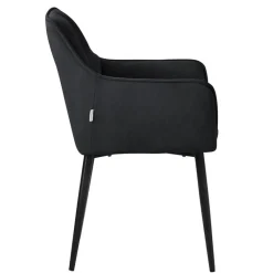 Esszimmerstuhl Schwarz aus Frotteestoff mit dickem gepolsterter Sitz ML-Design-ECD Germany