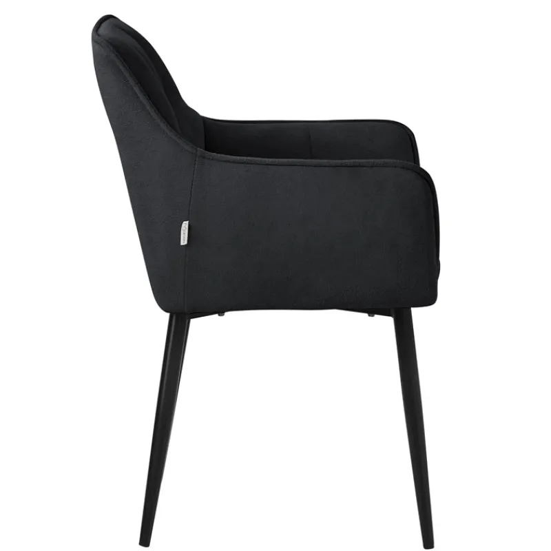 Esszimmerstuhl Schwarz aus Frotteestoff mit dickem gepolsterter Sitz ML-Design-ECD Germany