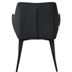 Esszimmerstuhl Schwarz aus Frotteestoff mit dickem gepolsterter Sitz ML-Design-ECD Germany