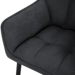 Esszimmerstuhl Schwarz aus Frotteestoff mit dickem gepolsterter Sitz ML-Design-ECD Germany