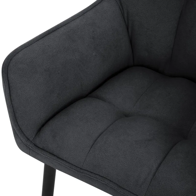 Esszimmerstuhl Schwarz aus Frotteestoff mit dickem gepolsterter Sitz ML-Design-ECD Germany