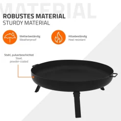 Feuerschale 70 cm mit Dreibeingestell und klappbaren Füßen Stahl Feuerkorb-ECD Germany Clearance