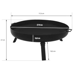 Feuerschale 70 cm mit Dreibeingestell und klappbaren Füßen Stahl Feuerkorb-ECD Germany Clearance
