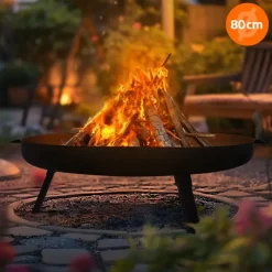 Feuerschale 80 cm mit Dreibeingestell und klappbaren Füßen Stahl Feuerkorb-ECD Germany Best