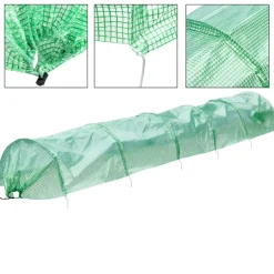 Folientunnel 300x55x35 cm Transparent/Grün aus PE-Gitterfolie-ECD Germany Best