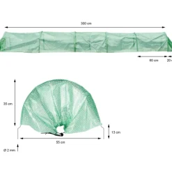 Folientunnel 300x55x35 cm Transparent/Grün aus PE-Gitterfolie-ECD Germany Best