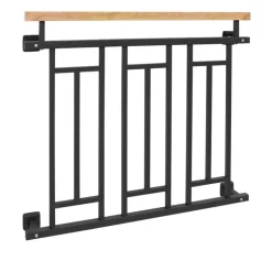 Französischer Balkon Anthrazit 90x100 cm mit 3 Füllelementen, Holzoptik aus verzinkter Stahl-ECD Germany New