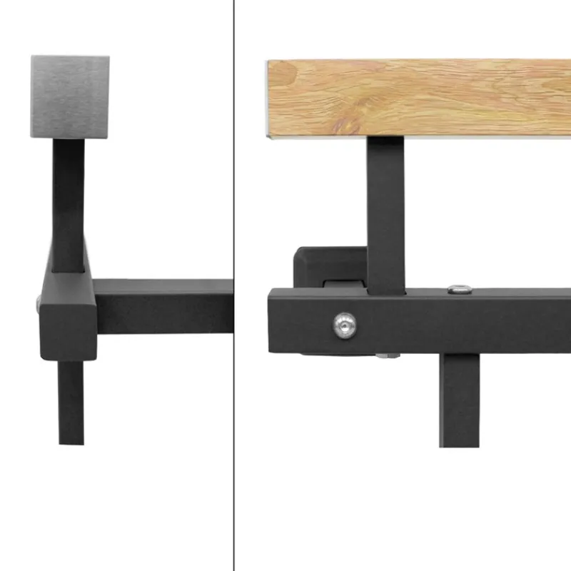 Französischer Balkon Anthrazit 90x100 cm mit 3 Füllelementen, Holzoptik aus verzinkter Stahl-ECD Germany New