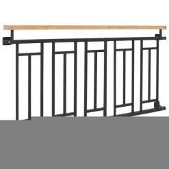 Französischer Balkon Anthrazit 90x156 cm mit 5 Füllelementen, Holzoptik aus verzinkter Stahl-ECD Germany Clearance