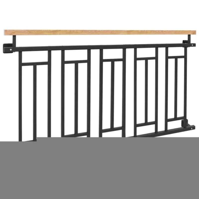Französischer Balkon Anthrazit 90x156 cm mit 5 Füllelementen, Holzoptik aus verzinkter Stahl-ECD Germany Clearance