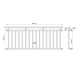 Französischer Balkon glänzend 90x225 cm mit 16 Füllstäben aus Edelstahl-ECD Germany Sale