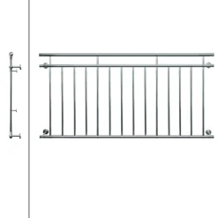 Französischer Balkon glänzend 184x90 cm mit 14 Füllstäben aus Edelstahl-ECD Germany