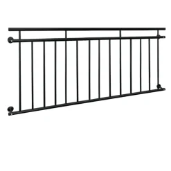 Französischer Balkon Schwarz 184x90 cm mit 14 Füllstäben aus pulverbeschichtetem Stahl-ECD Germany New