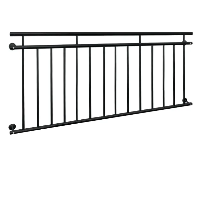 Französischer Balkon Schwarz 184x90 cm mit 14 Füllstäben aus pulverbeschichtetem Stahl-ECD Germany New