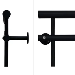 Französischer Balkon Schwarz 184x90 cm mit 14 Füllstäben aus pulverbeschichtetem Stahl-ECD Germany New