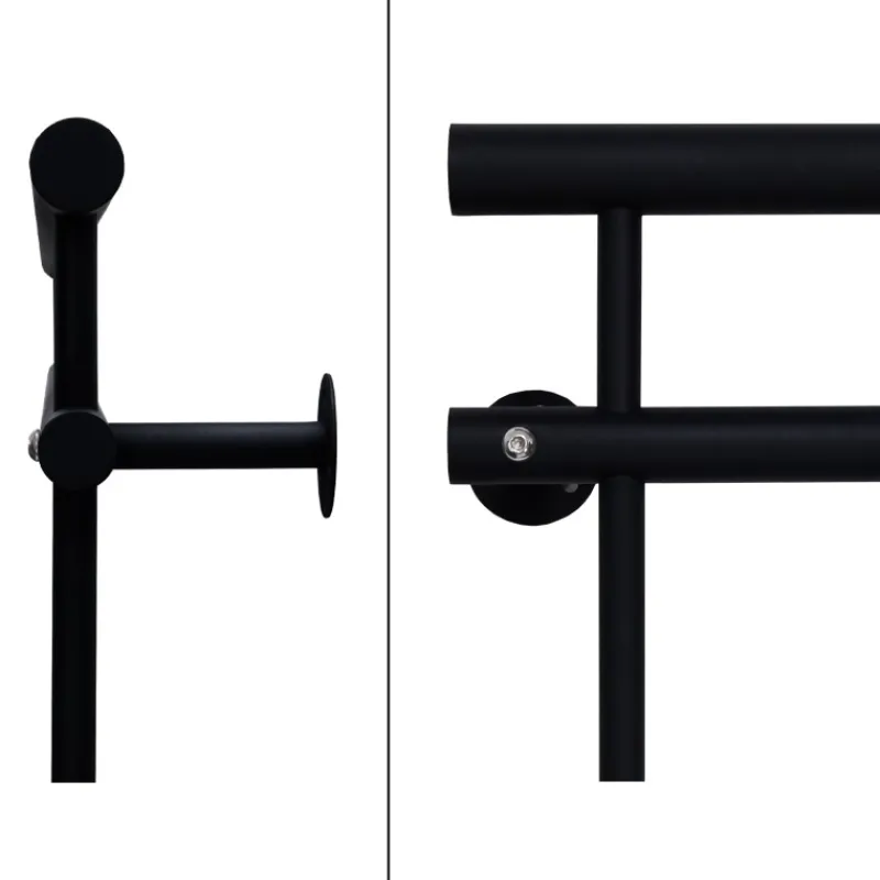 Französischer Balkon Schwarz 184x90 cm mit 14 Füllstäben aus pulverbeschichtetem Stahl-ECD Germany New