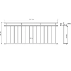 Französischer Balkon Schwarz 184x90 cm mit 14 Füllstäben aus pulverbeschichtetem Stahl-ECD Germany New