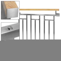 Französischer Balkon Silber 90x100 cm mit 3 Füllelementen, Holzoptik aus Edelstahl-ECD Germany Sale