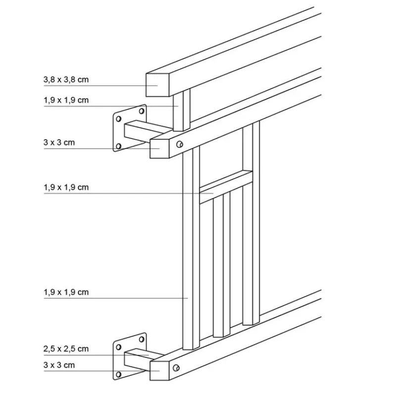 Französischer Balkon Silber 90x100 cm mit 3 Füllelementen, Holzoptik aus Edelstahl-ECD Germany Sale