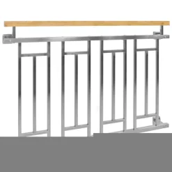 Französischer Balkon Silber 90x128 cm mit 4 Füllelementen, Holzoptik aus Edelstahl-ECD Germany Hot