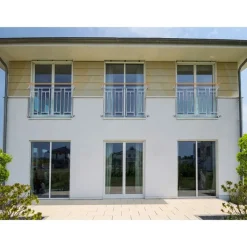 Französischer Balkon Silber 90x128 cm mit 4 Füllelementen, Holzoptik aus Edelstahl-ECD Germany Hot