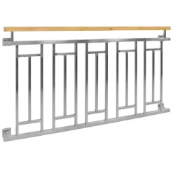 Französischer Balkon Silber 90x156 cm mit 5 Füllelementen, Holzoptik aus Edelstahl-ECD Germany New