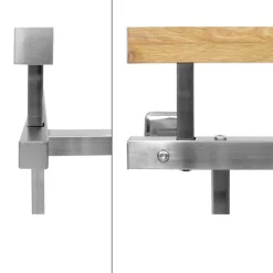 Französischer Balkon Silber 90x156 cm mit 5 Füllelementen, Holzoptik aus Edelstahl-ECD Germany New