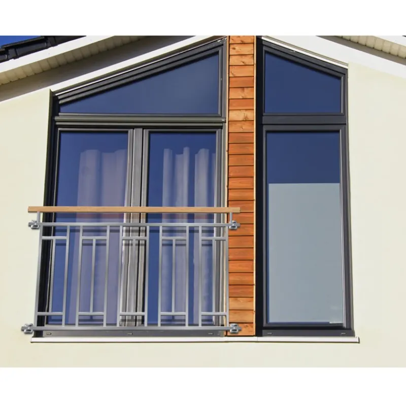 Französischer Balkon Silber 90x156 cm mit 5 Füllelementen, Holzoptik aus Edelstahl-ECD Germany New