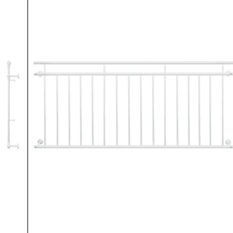 Französischer Balkon Weiß 90x225 cm mit 16 Füllstäben aus pulverbeschichtetem Stahl-ECD Germany Hot