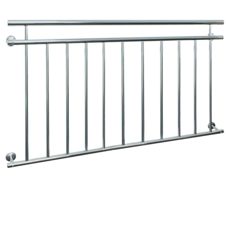 Französischer Balkon 90x156 cm glänzend mit 11 Füllstäben aus Edelstahl-ECD Germany Hot