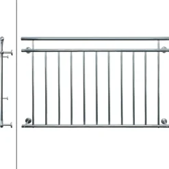 Französischer Balkon 90x156 cm glänzend mit 11 Füllstäben aus Edelstahl-ECD Germany Hot
