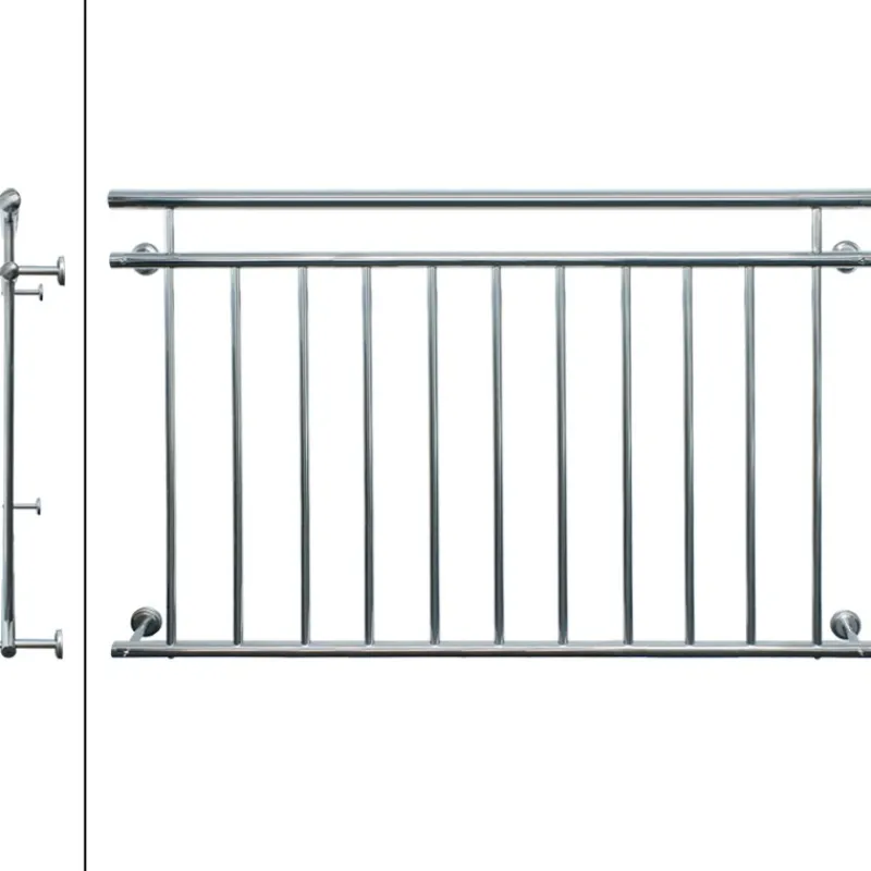 Französischer Balkon 90x156 cm glänzend mit 11 Füllstäben aus Edelstahl-ECD Germany Hot