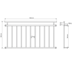 Französischer Balkon 90x156 cm glänzend mit 11 Füllstäben aus Edelstahl-ECD Germany Hot