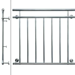 Französischer Balkon 90x100 cm Silber aus Edelstahl-ECD Germany New