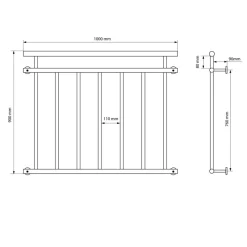 Französischer Balkon 90x100 cm Silber aus Edelstahl-ECD Germany New