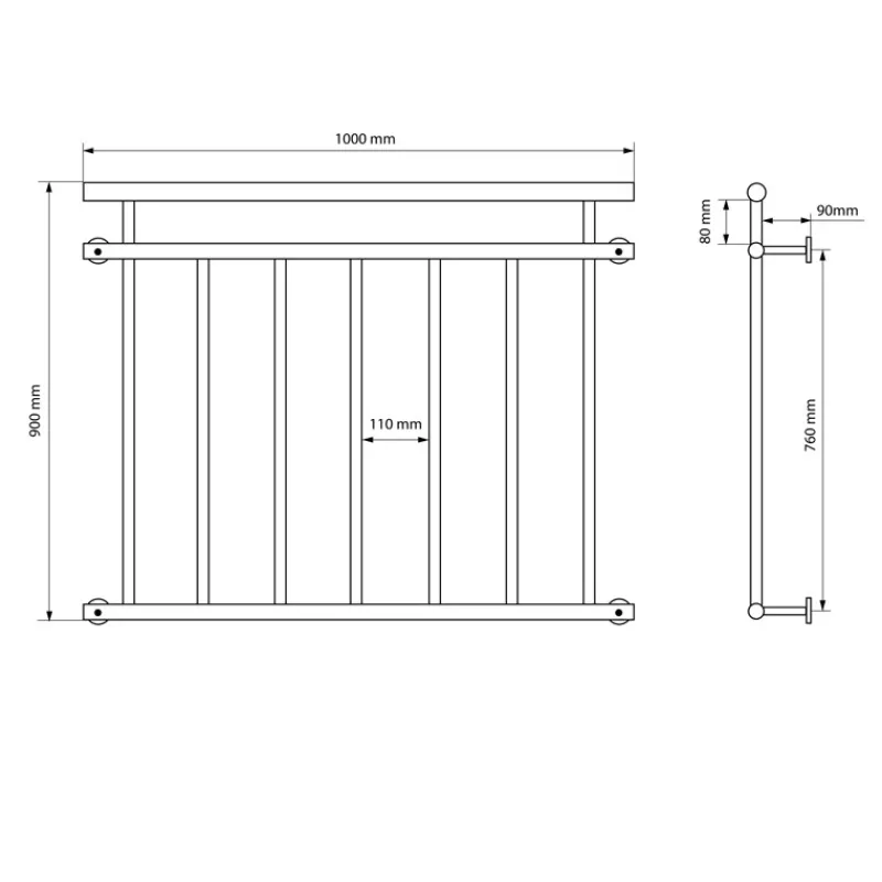 Französischer Balkon 90x100 cm Silber aus Edelstahl-ECD Germany New