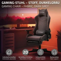Gaming Stuhl Grau/Rot aus Stoff ML-Design-ECD Germany Hot