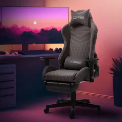 Gaming Stuhl Grau/Weiß aus Stoff ML-Design-ECD Germany