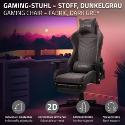Gaming Stuhl Grau/Weiß aus Stoff ML-Design-ECD Germany