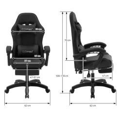 Gaming Stuhl mit Fußstütze und Armlehne Schwarz, aus Kunstleder ML-Design-ECD Germany Sale