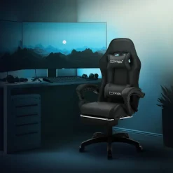 Gaming Stuhl mit Fußstütze und Armlehne Schwarz, aus Kunstleder ML-Design-ECD Germany Sale